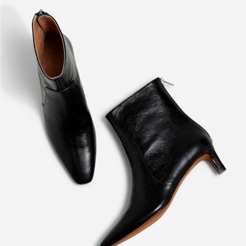 Madewell Black leather kitten heeled ankle Boots - size 8 NWOB